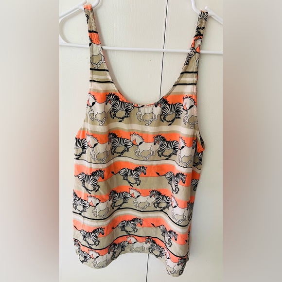 Emma Cook x Topshop 100% silk tank sleeveless zebra print unique blouse sz 6 - Picture 5 of 7